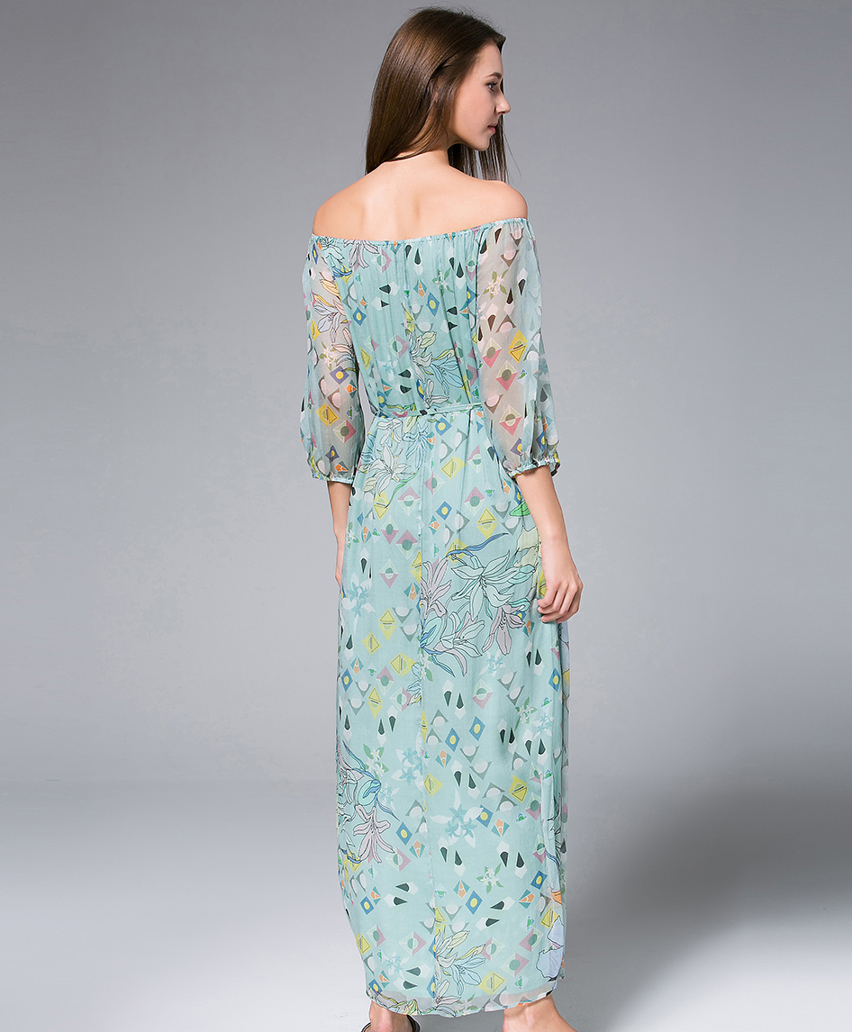 Dress - Floral-Print silk crinkle maxi dress